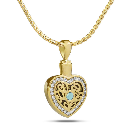 March w/ Aquamarine Gold Steel Keepsake
